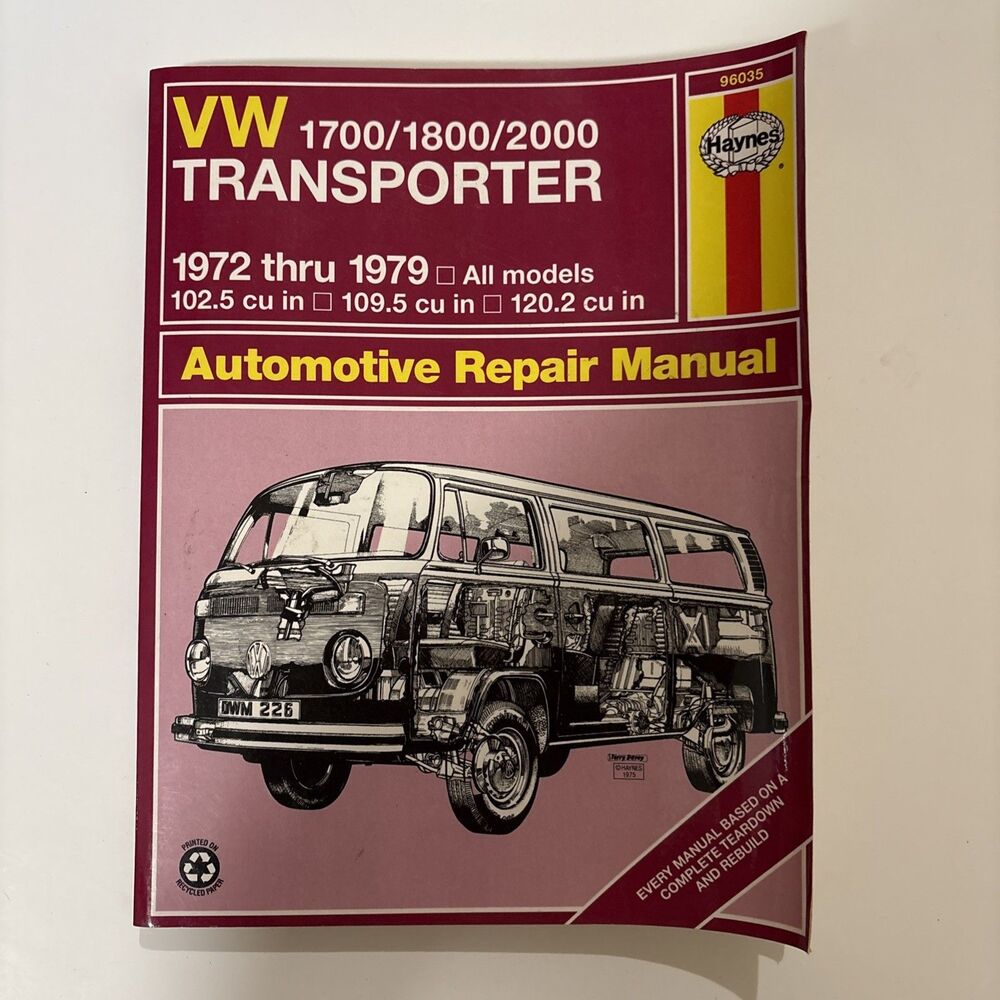 Haynes VW Volkswagen Transporter Repair Manual 1972-1979 96035